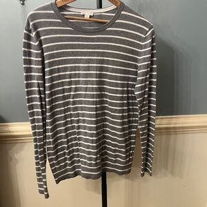 GAP made with silk Gray and White Striped Men's Shirt medium